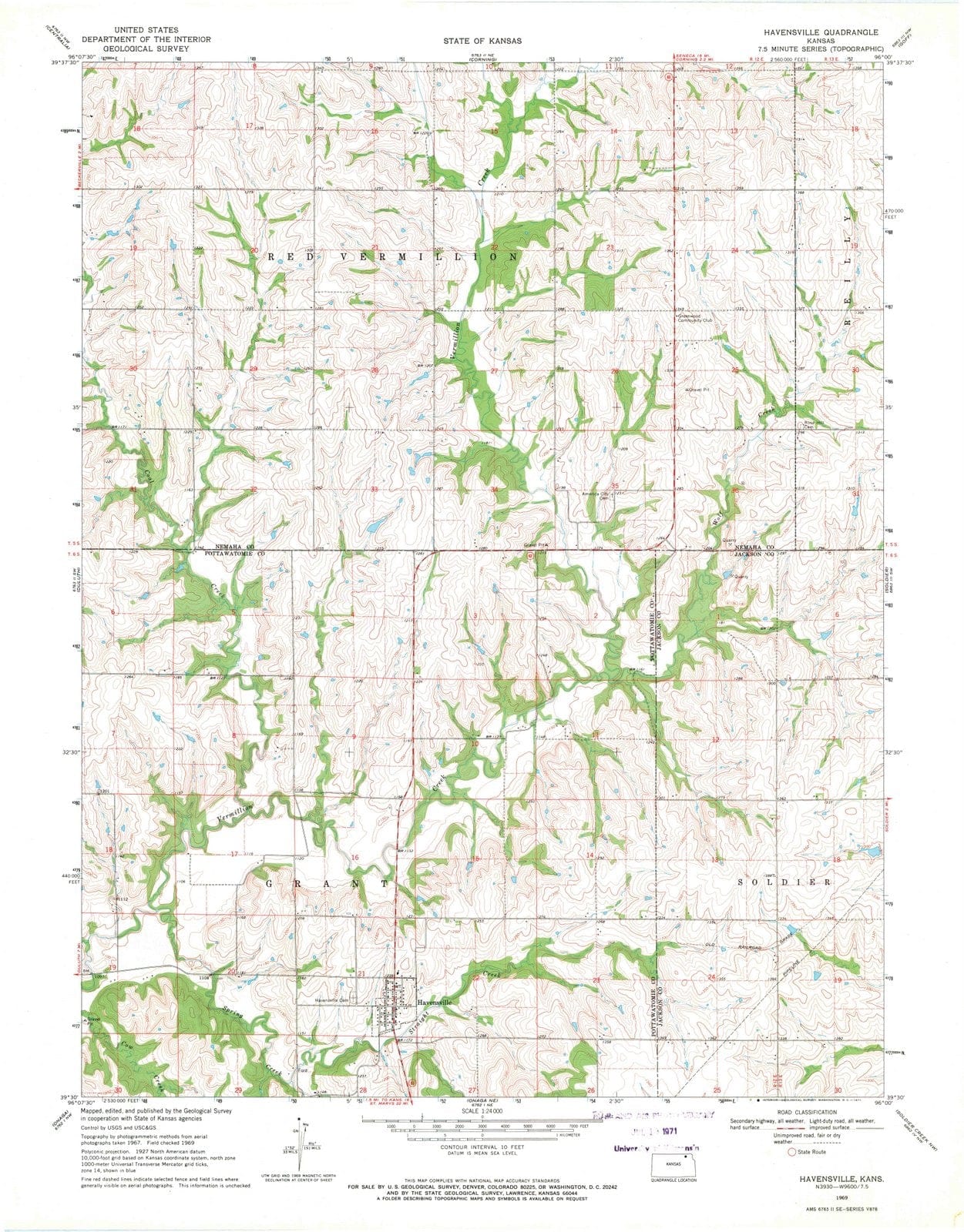 1969 Havensville, KS - Kansas - USGS Topographic Map