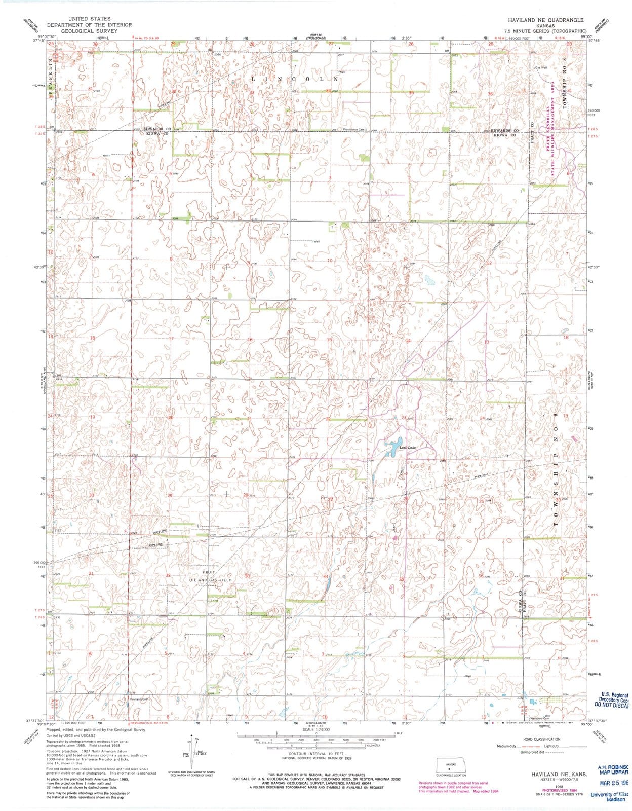 1968 Haviland, KS - Kansas - USGS Topographic Map