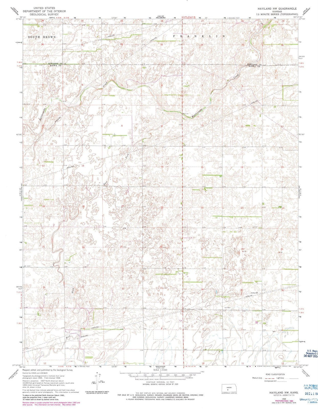 1968 Haviland, KS - Kansas - USGS Topographic Map v2