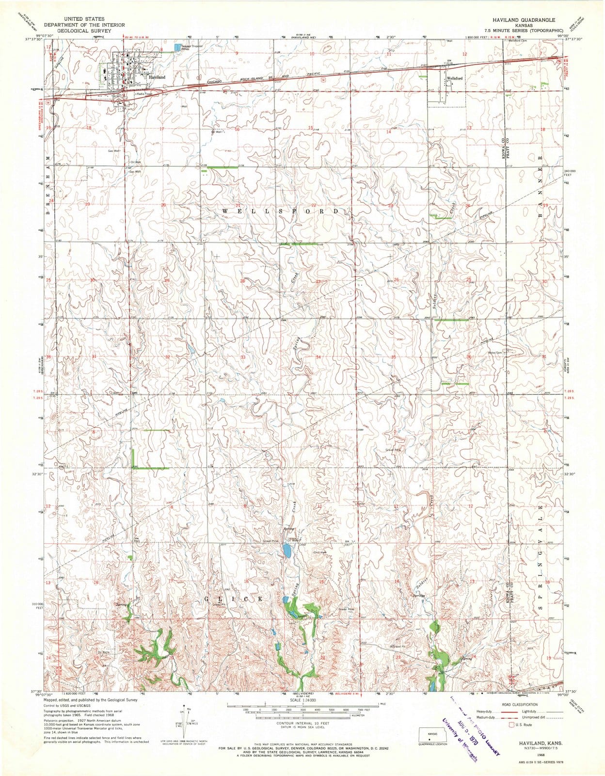 1968 Haviland, KS - Kansas - USGS Topographic Map v3