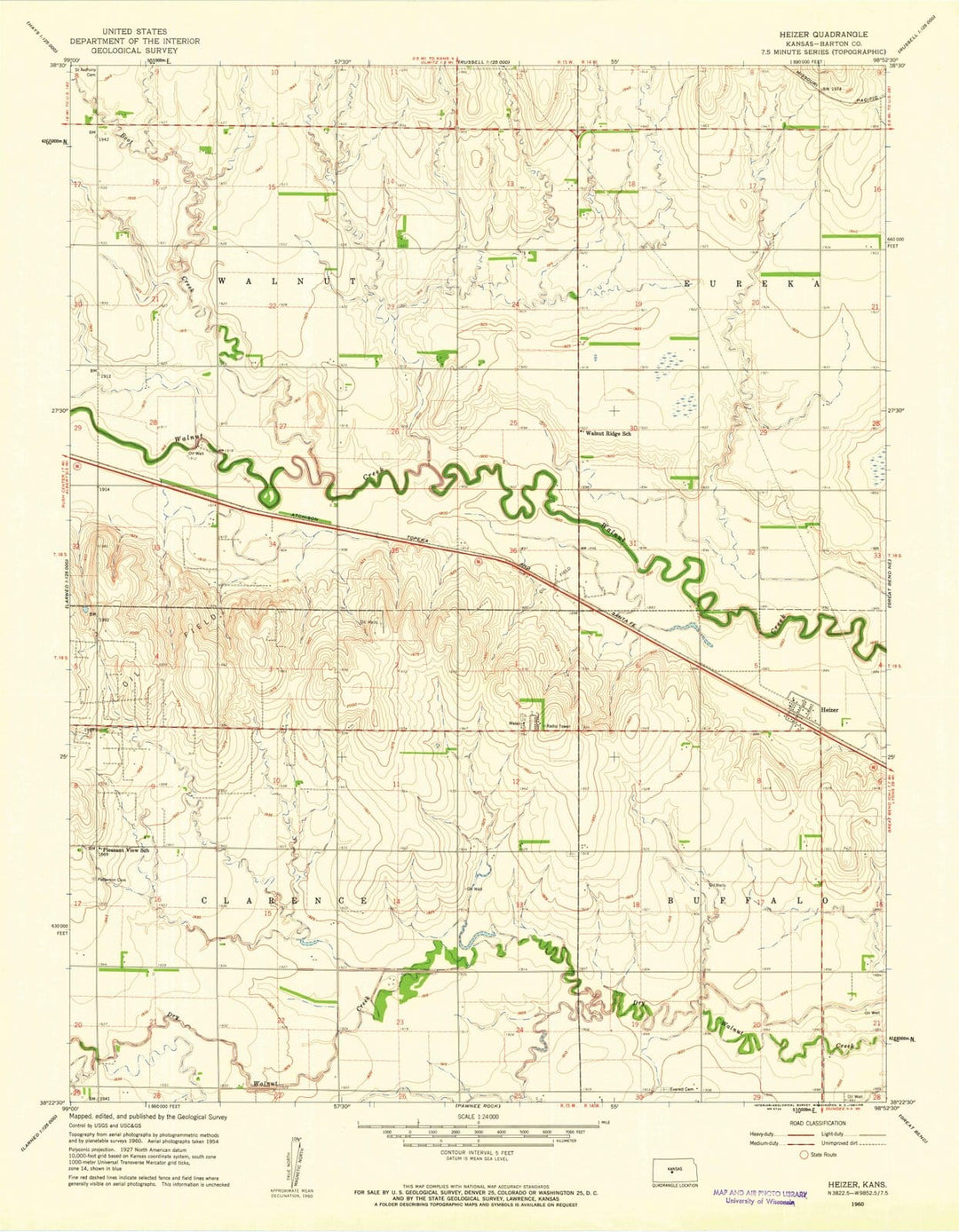 1960 Heizer, KS - Kansas - USGS Topographic Map