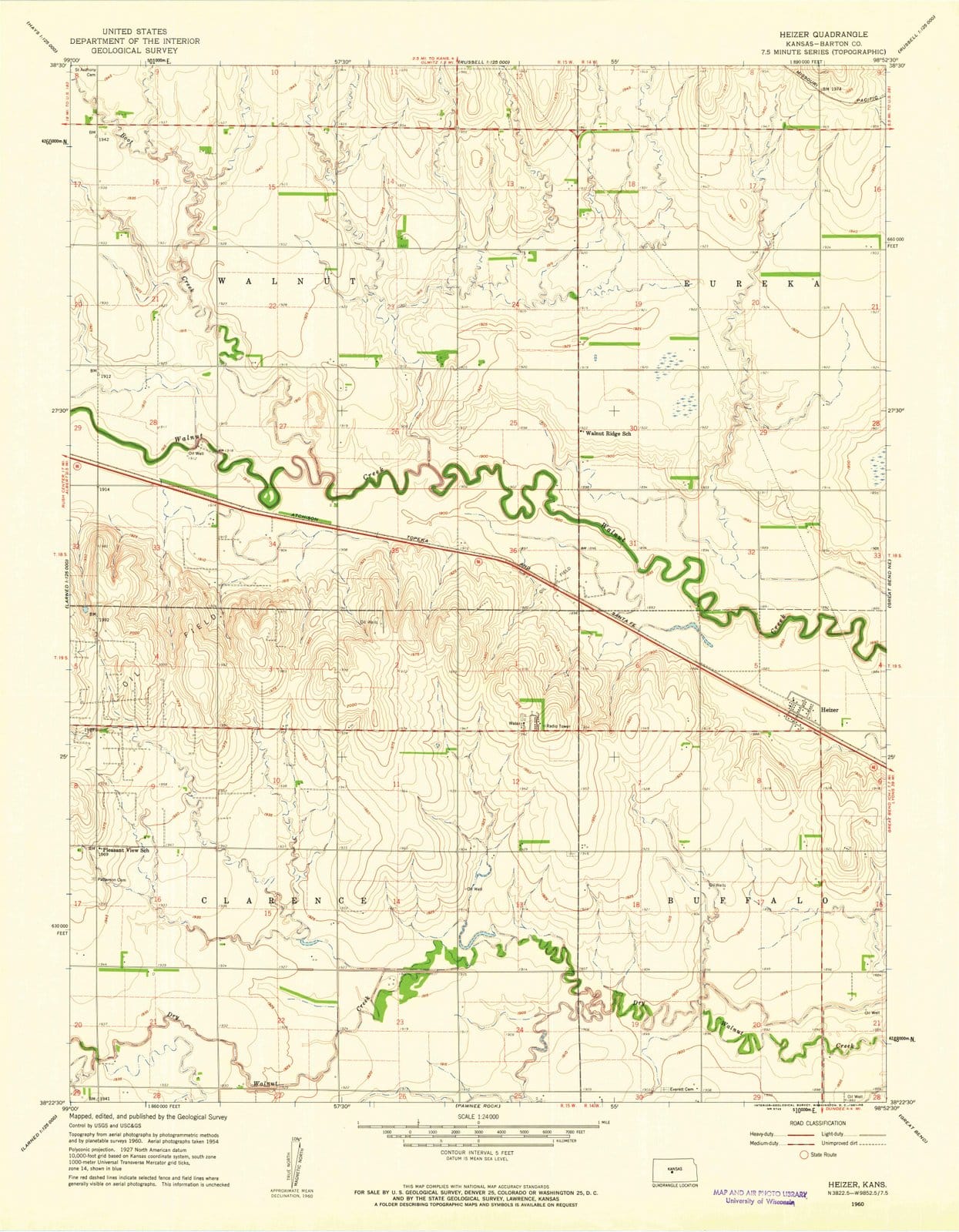 1960 Heizer, KS - Kansas - USGS Topographic Map