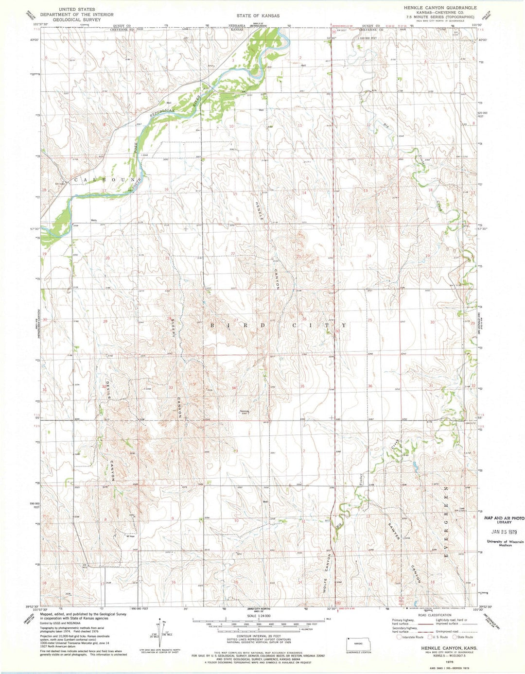 1976 Henkle Canyon, KS - Kansas - USGS Topographic Map