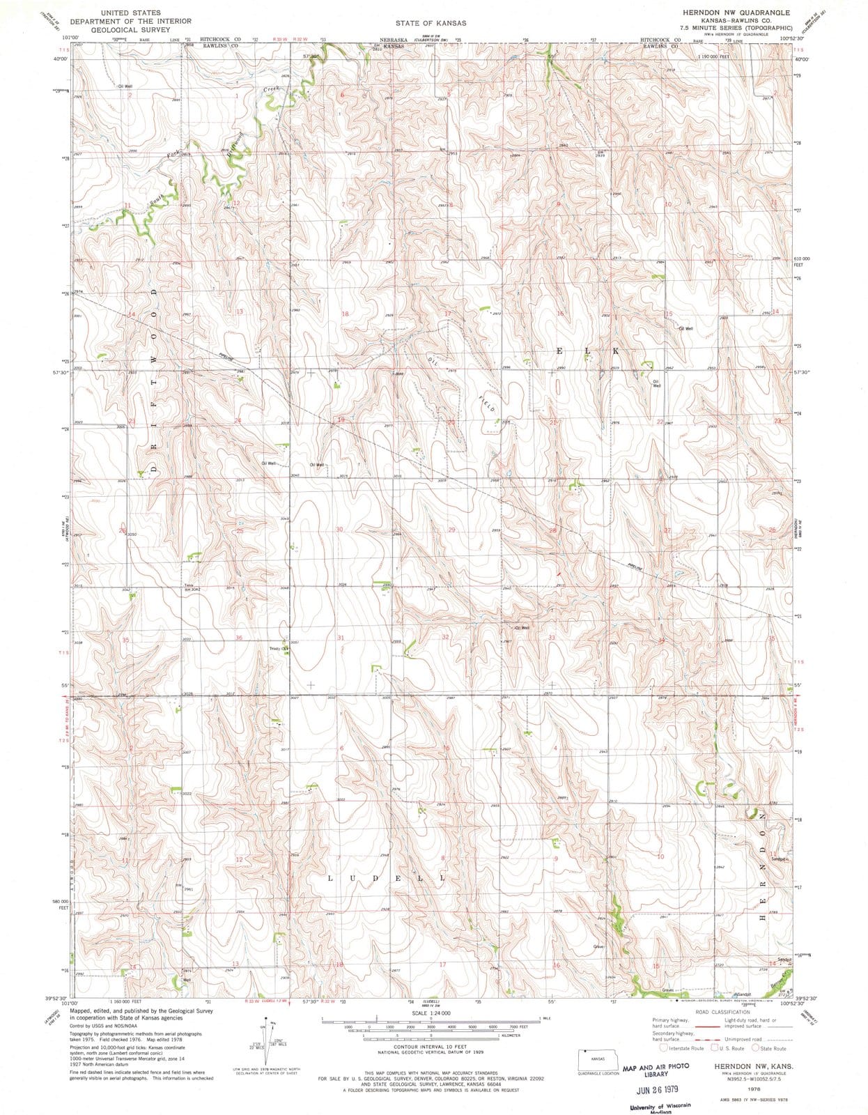 1978 Herndon, KS - Kansas - USGS Topographic Map