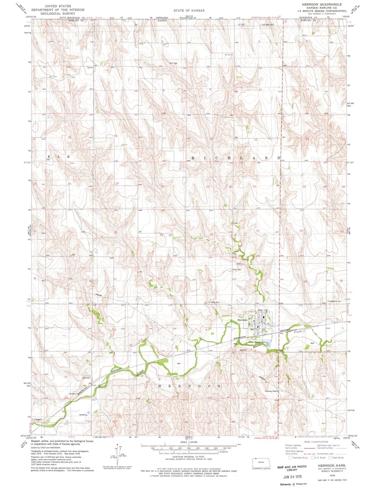 1978 Herndon, KS - Kansas - USGS Topographic Map v2