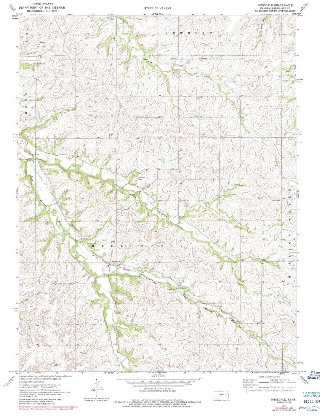 1971 Hessdale, KS - Kansas - USGS Topographic Map