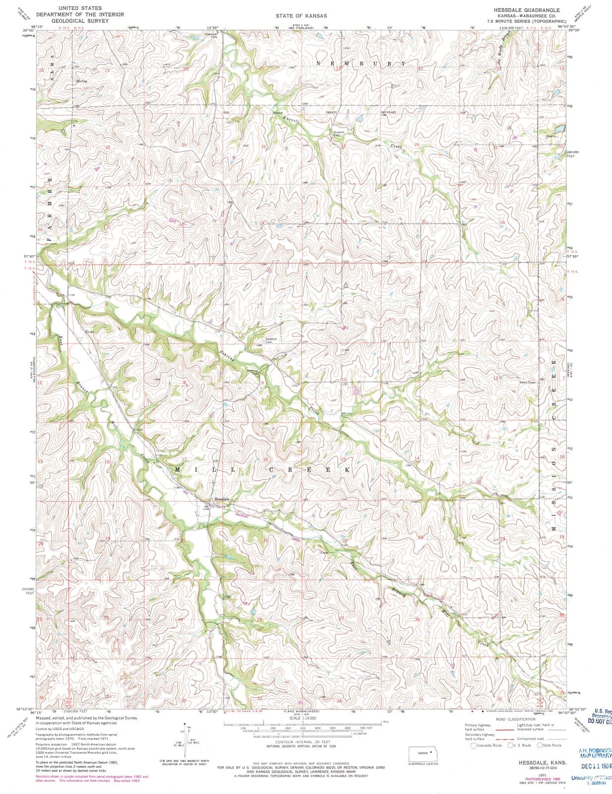 1971 Hessdale, KS - Kansas - USGS Topographic Map