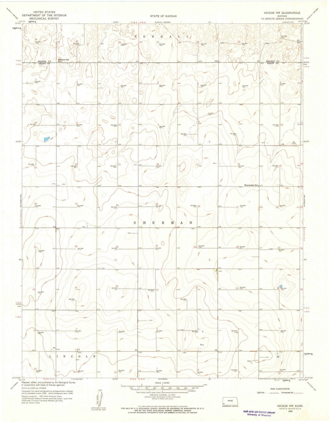 1959 Hickok, KS - Kansas - USGS Topographic Map v2