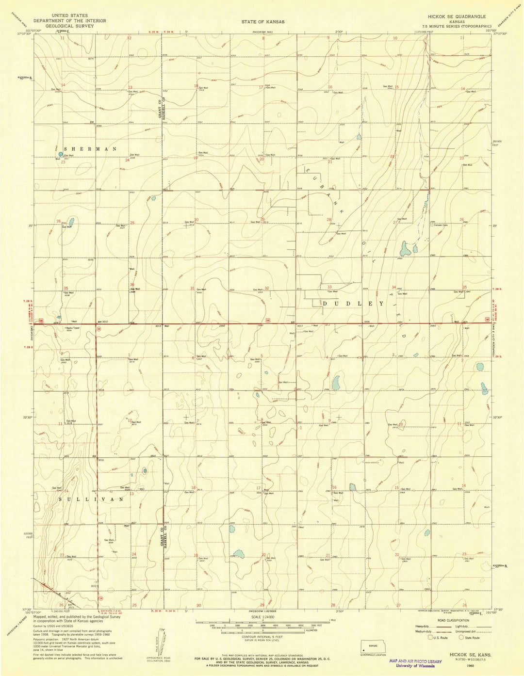 1960 Hickok, KS - Kansas - USGS Topographic Map