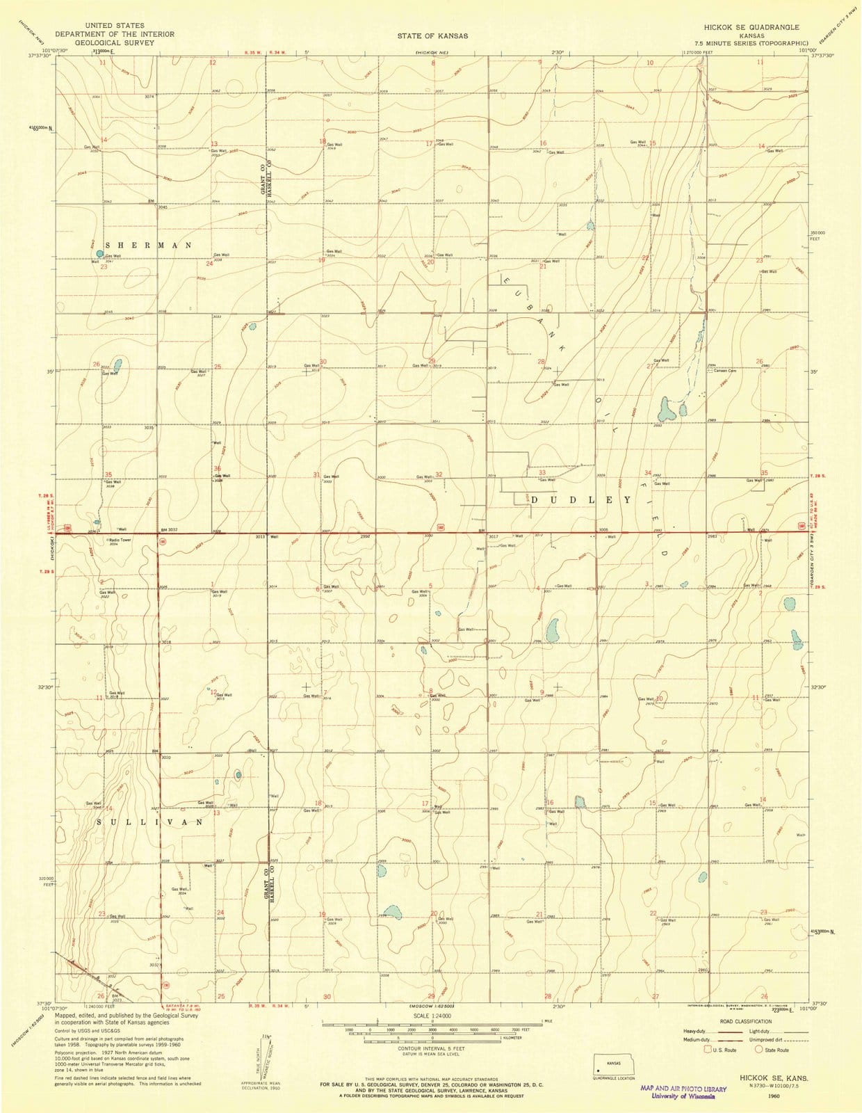 1960 Hickok, KS - Kansas - USGS Topographic Map