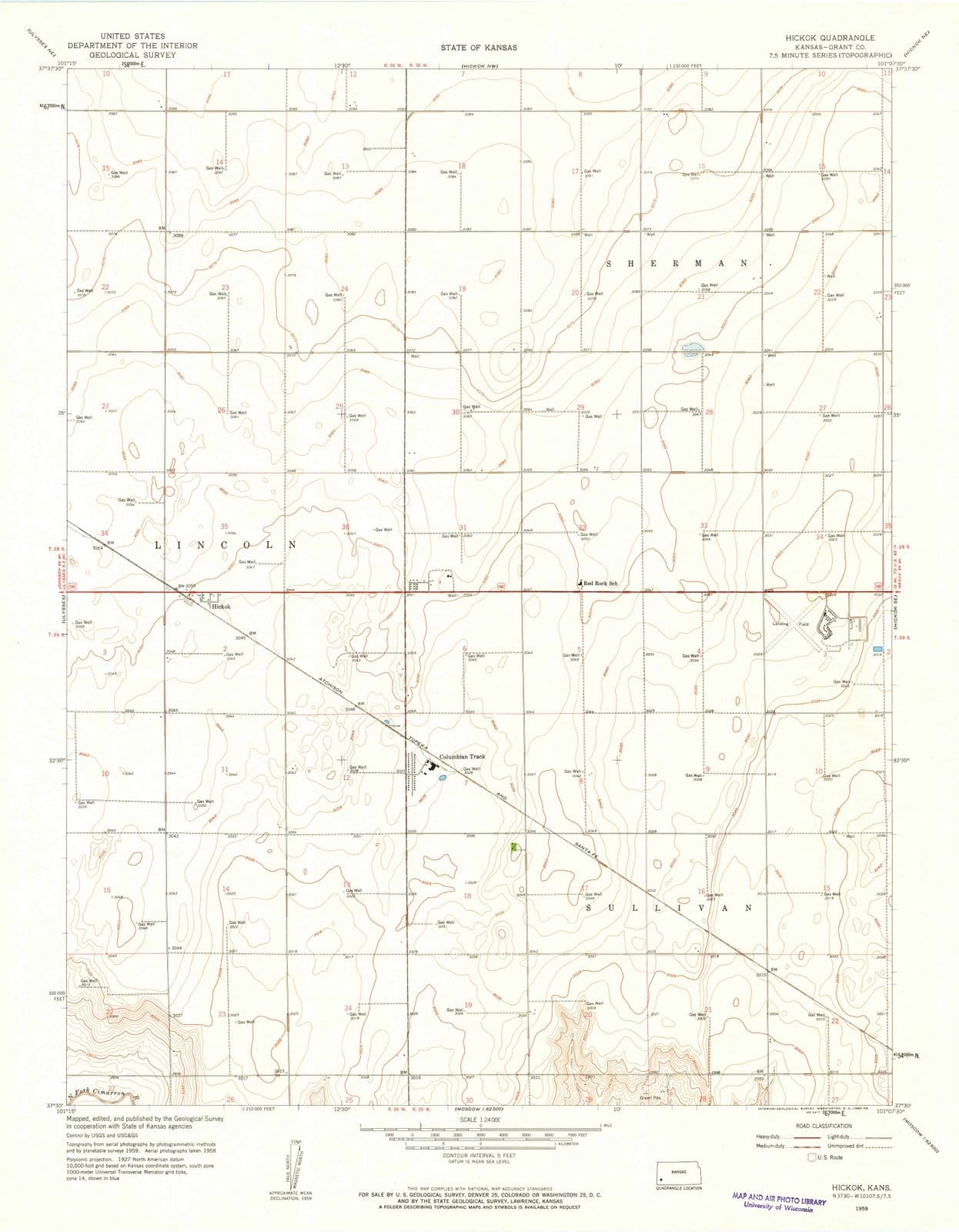 1959 Hickok, KS - Kansas - USGS Topographic Map v3