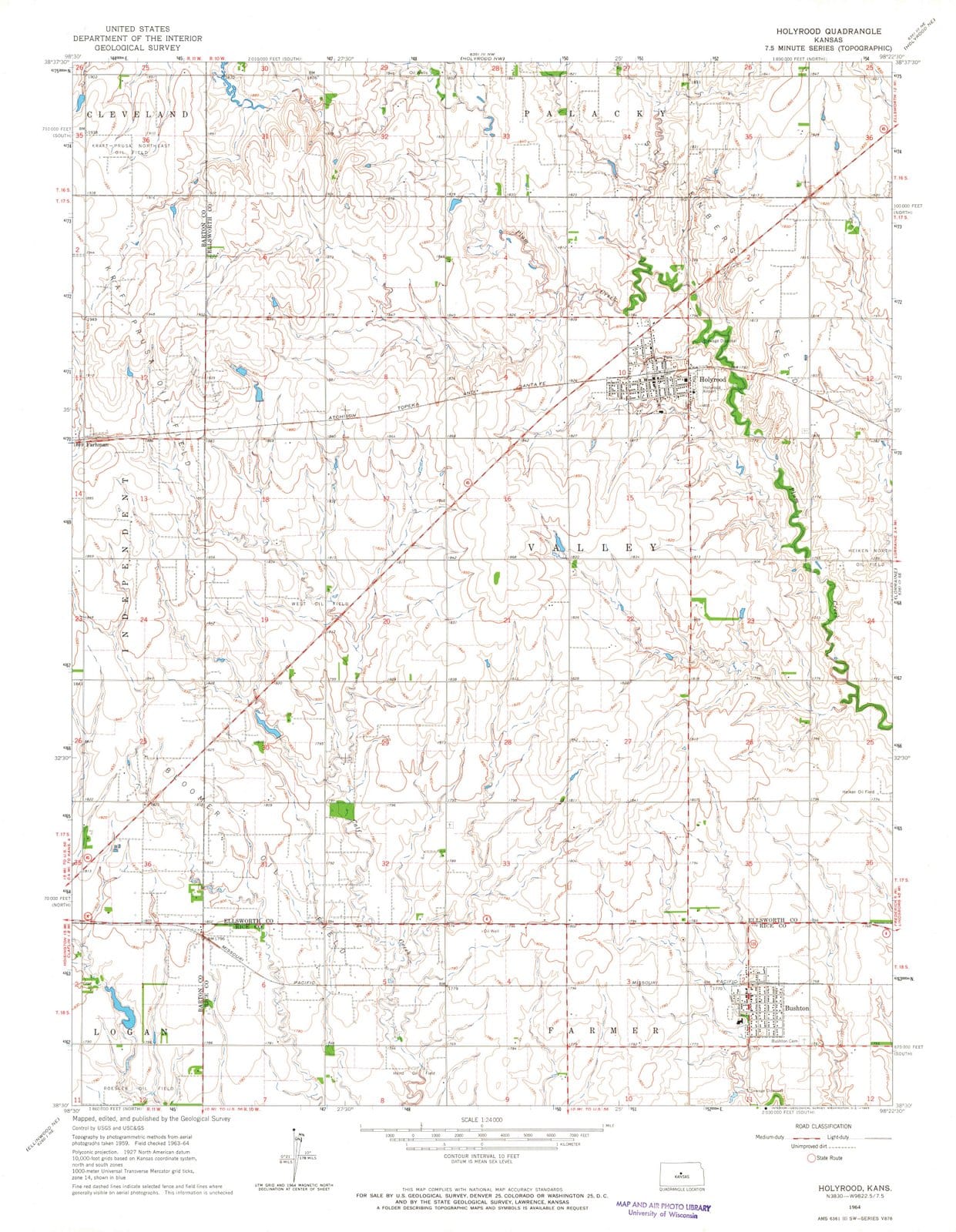 1964 Holyrood, KS - Kansas - USGS Topographic Map v2