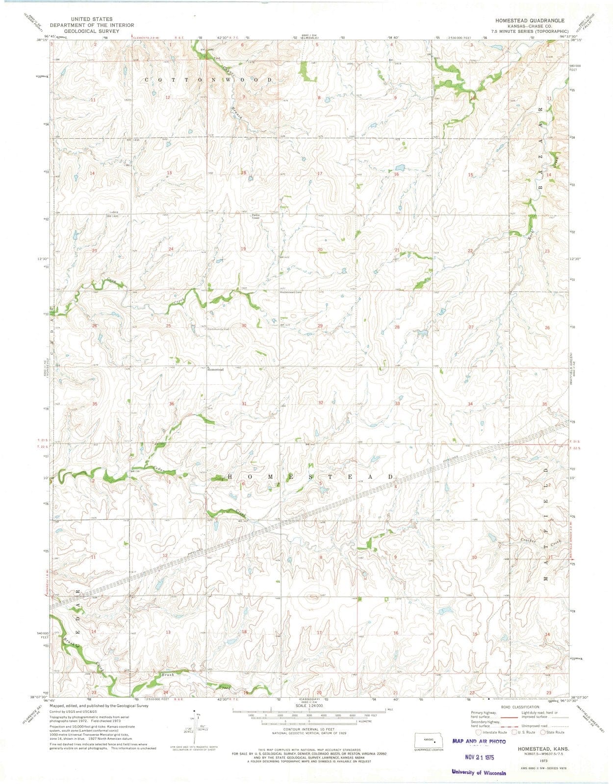 1973 Homestead, KS - Kansas - USGS Topographic Map