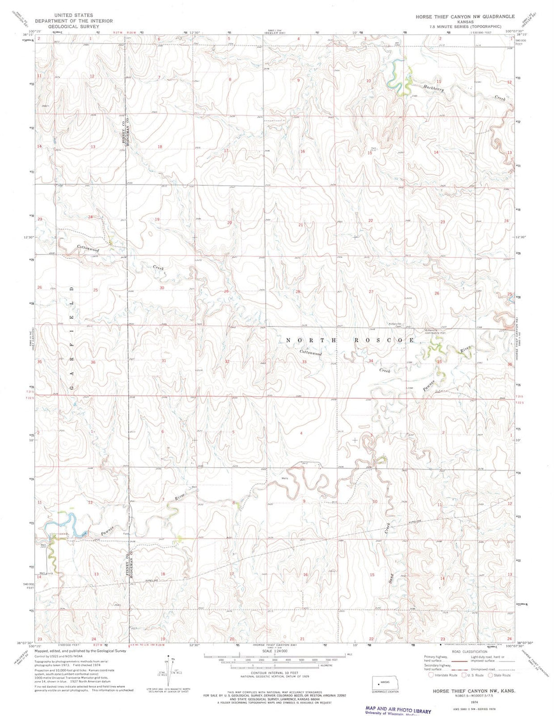 1974 Horse Thief Canyon, KS - Kansas - USGS Topographic Map v3