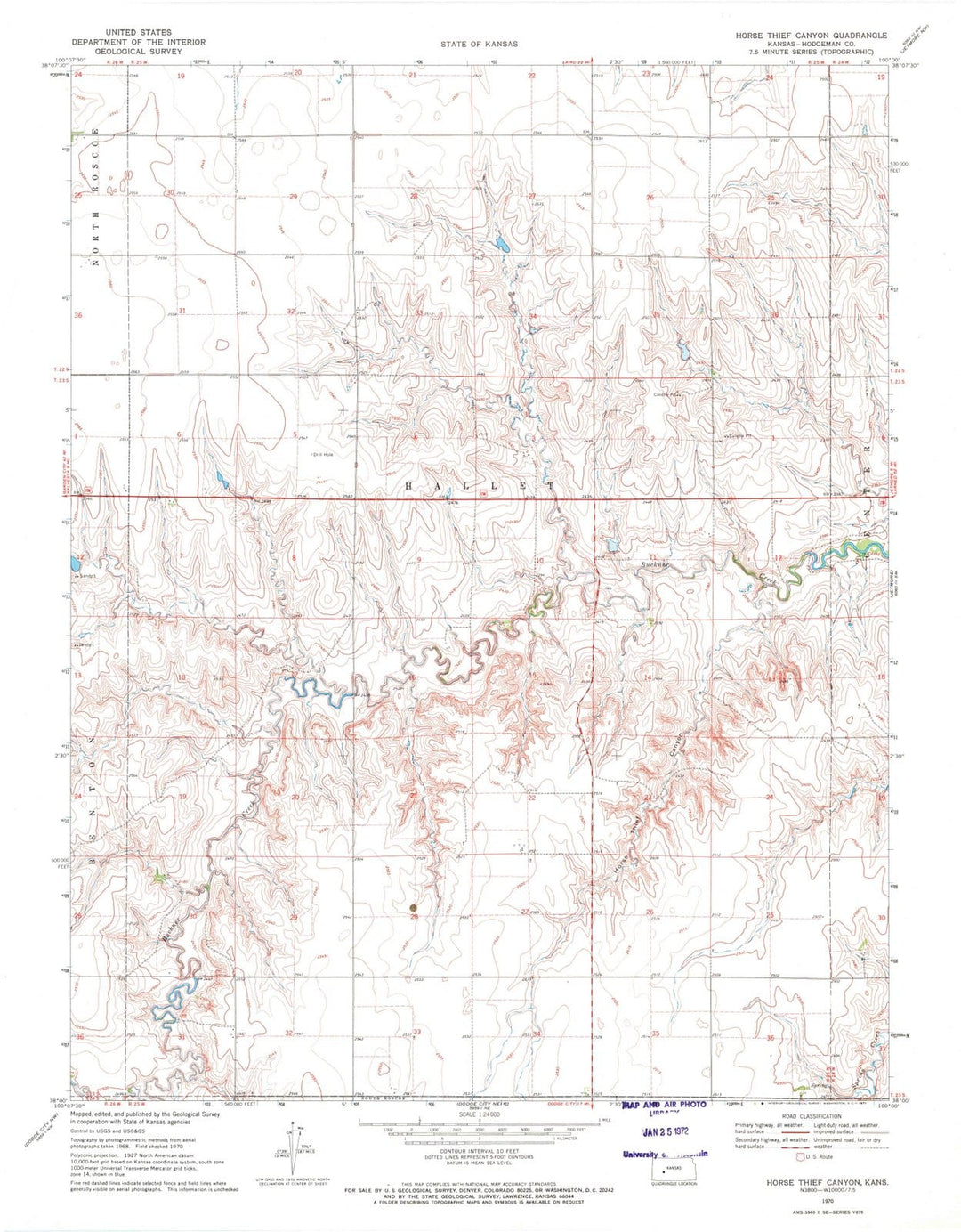 1970 Horse Thief Canyon, KS - Kansas - USGS Topographic Map