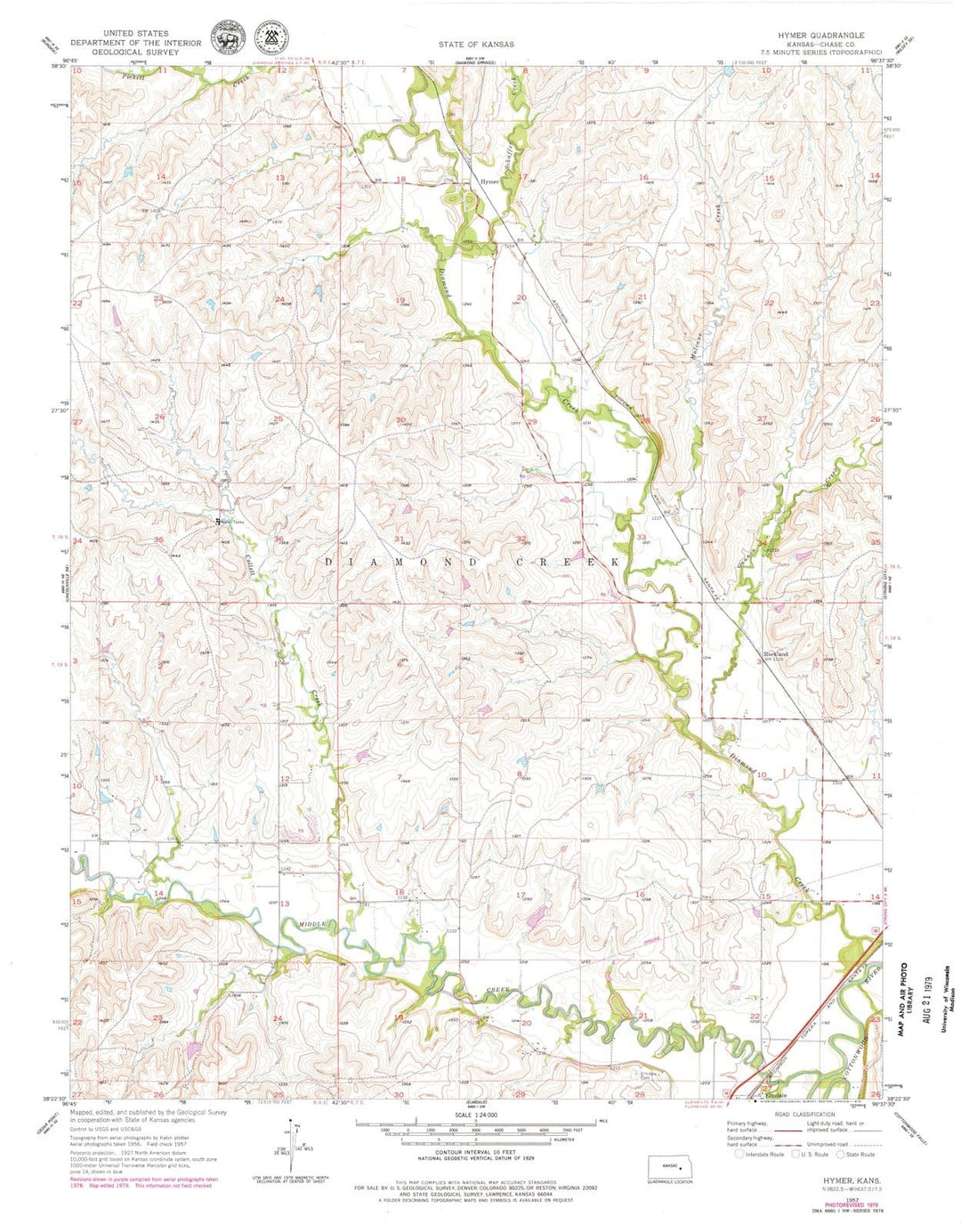 1957 Hymer, KS - Kansas - USGS Topographic Map