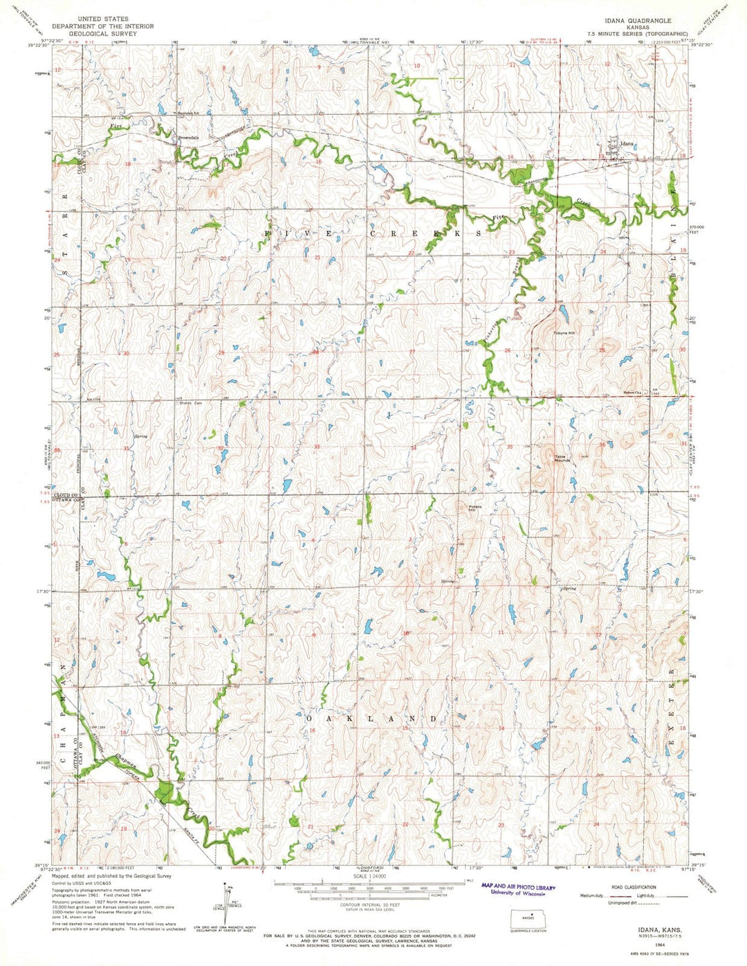 1964 Idana, KS - Kansas - USGS Topographic Map