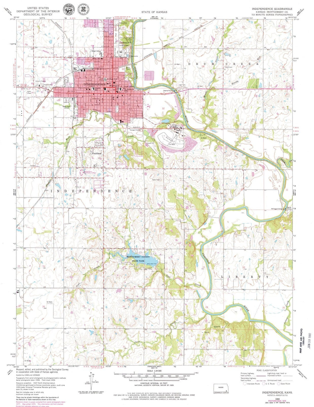 1959 Independence, KS - Kansas - USGS Topographic Map