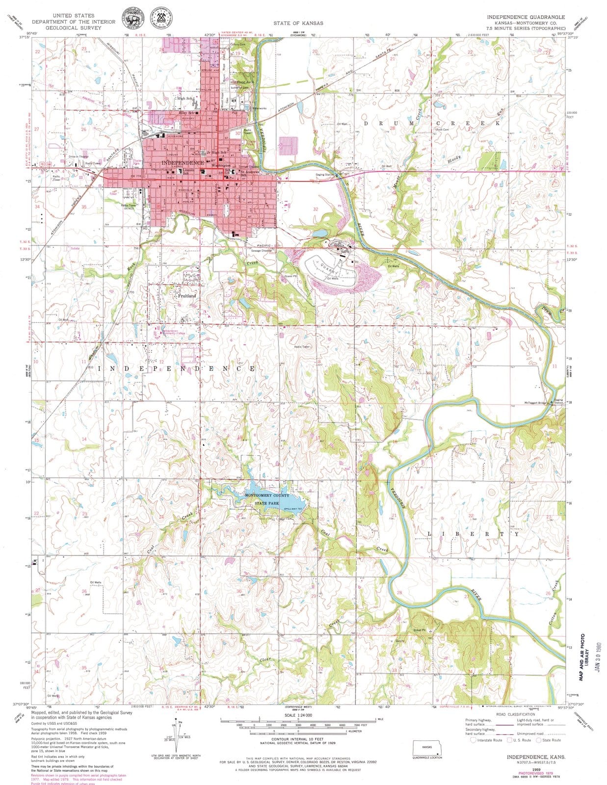 1959 Independence, KS - Kansas - USGS Topographic Map