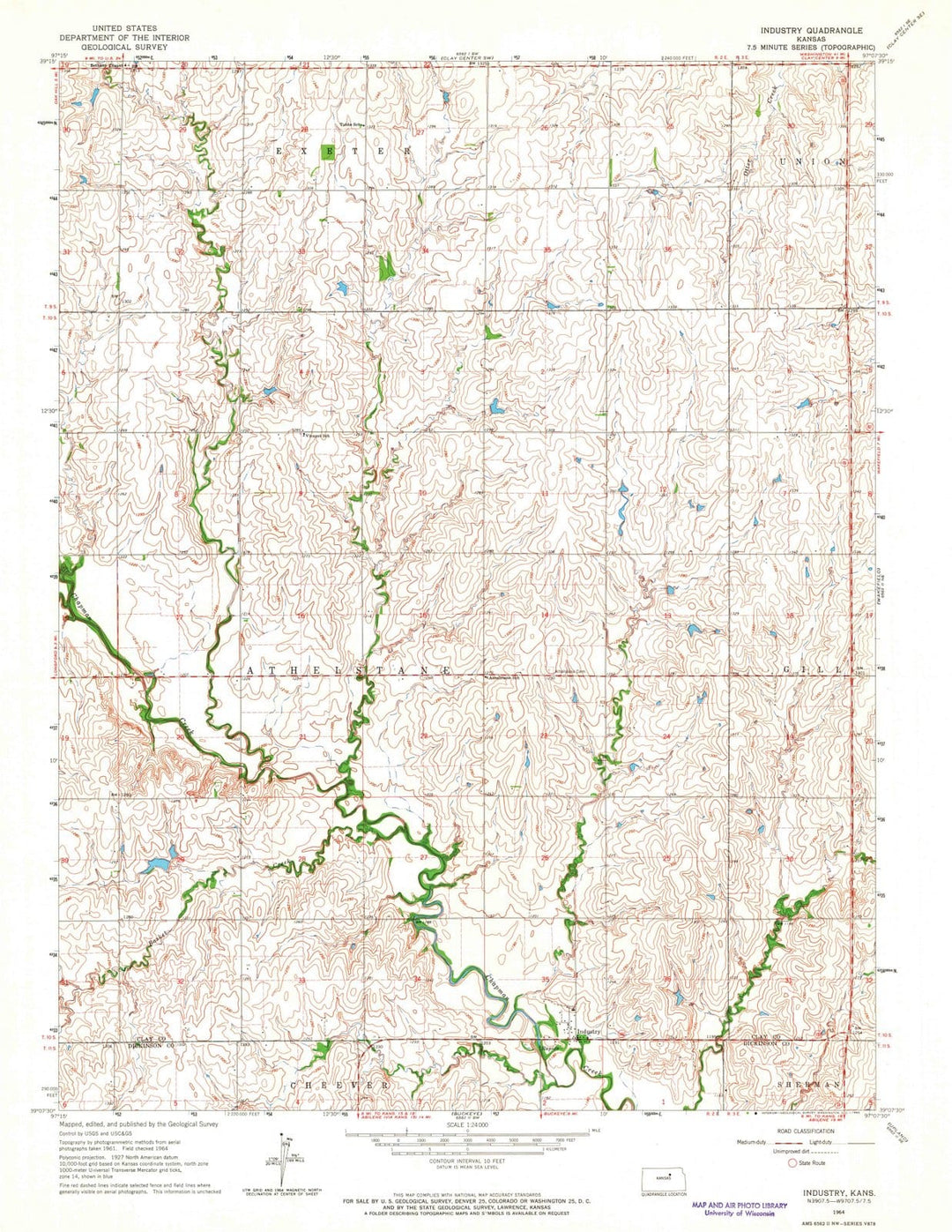 1964 Industry, KS - Kansas - USGS Topographic Map