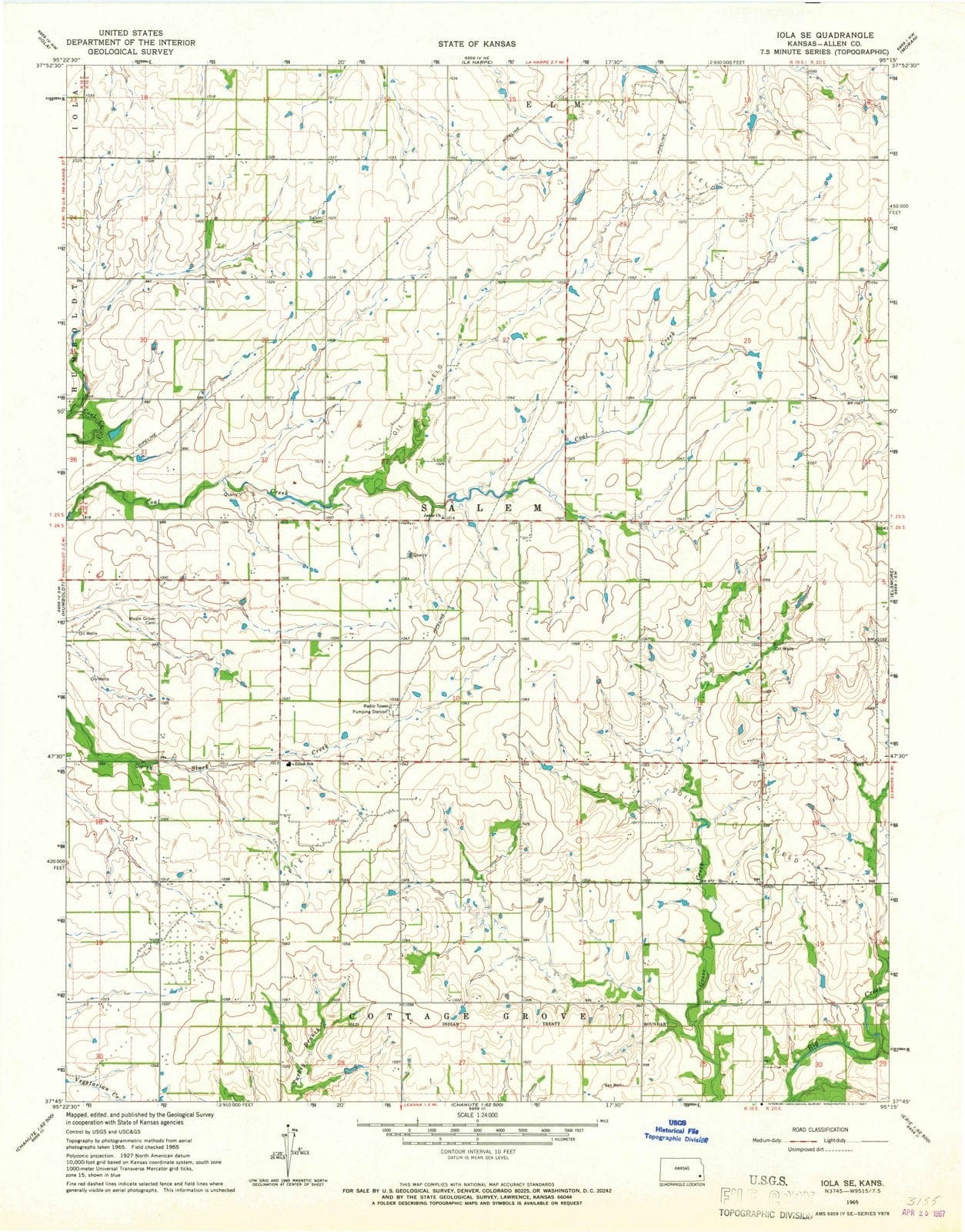 1965 Iola, KS - Kansas - USGS Topographic Map