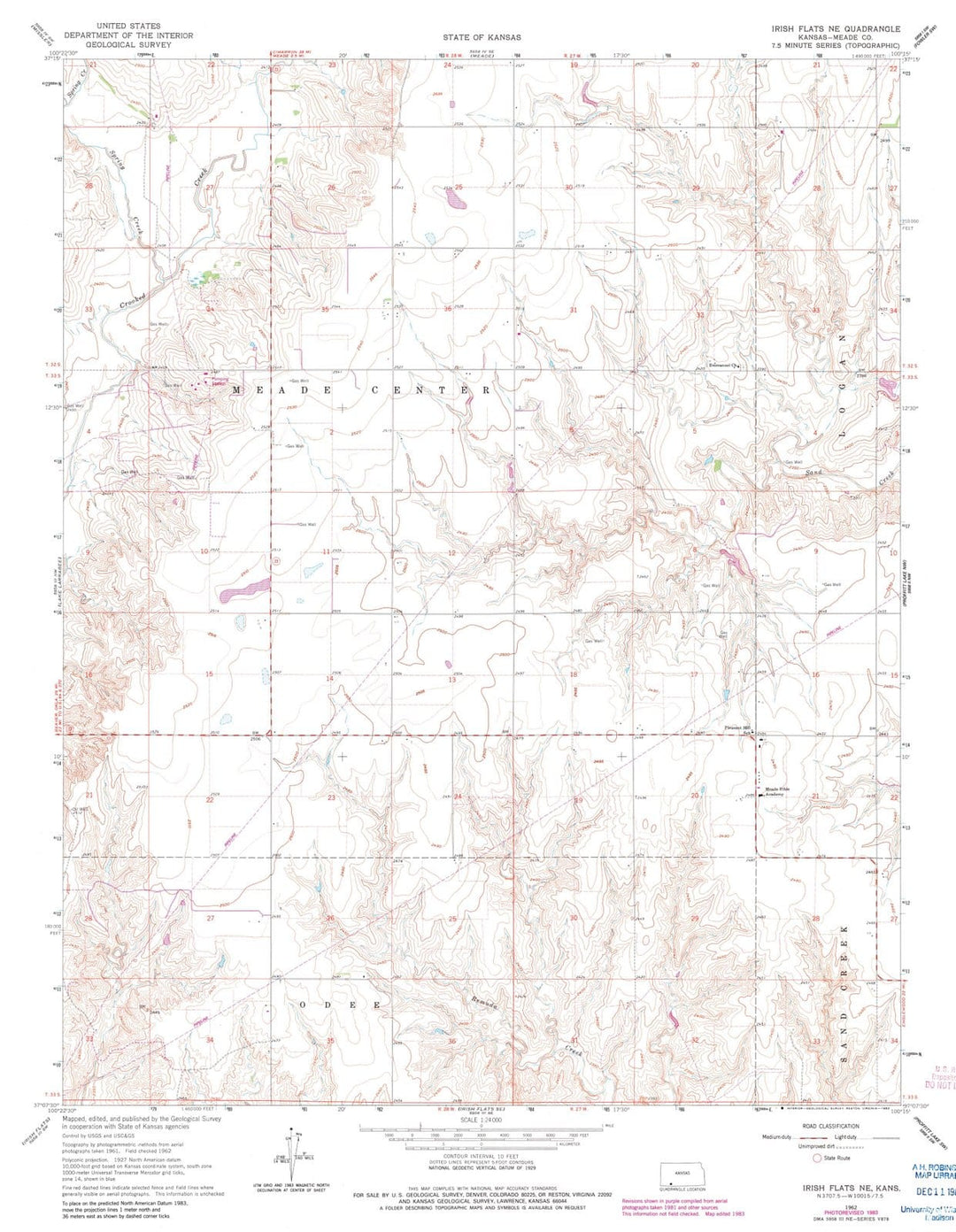 1962 Irish Flats, KS - Kansas - USGS Topographic Map