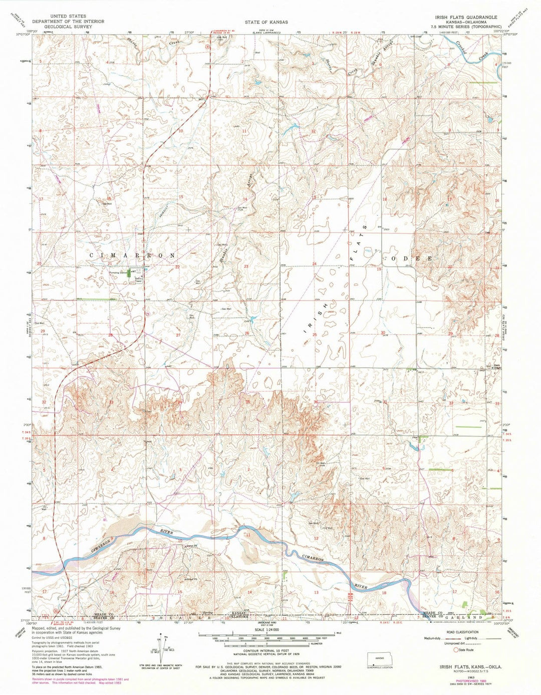 1963 Irish Flats, KS - Kansas - USGS Topographic Map