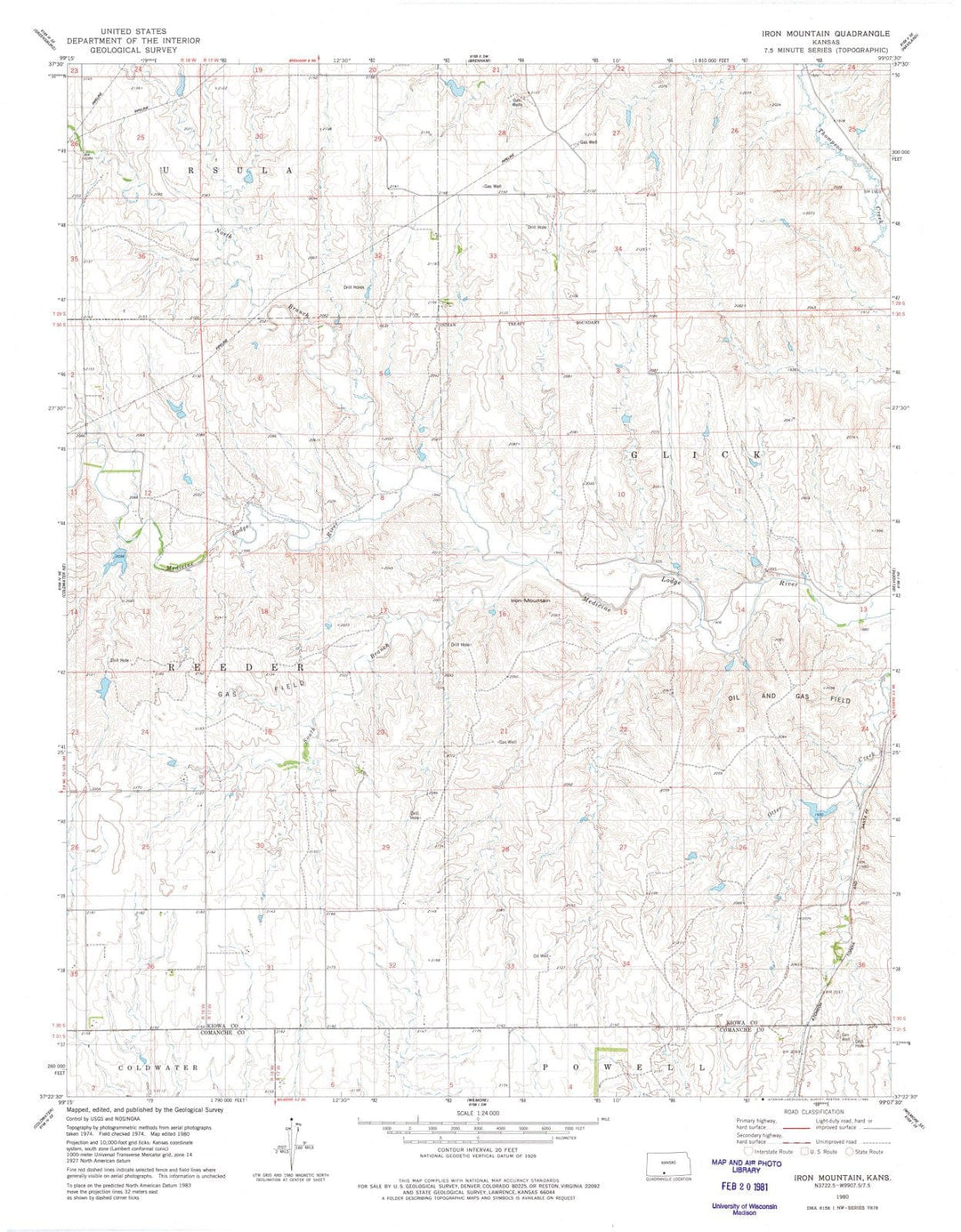 1980 Iron Mountain, KS - Kansas - USGS Topographic Map