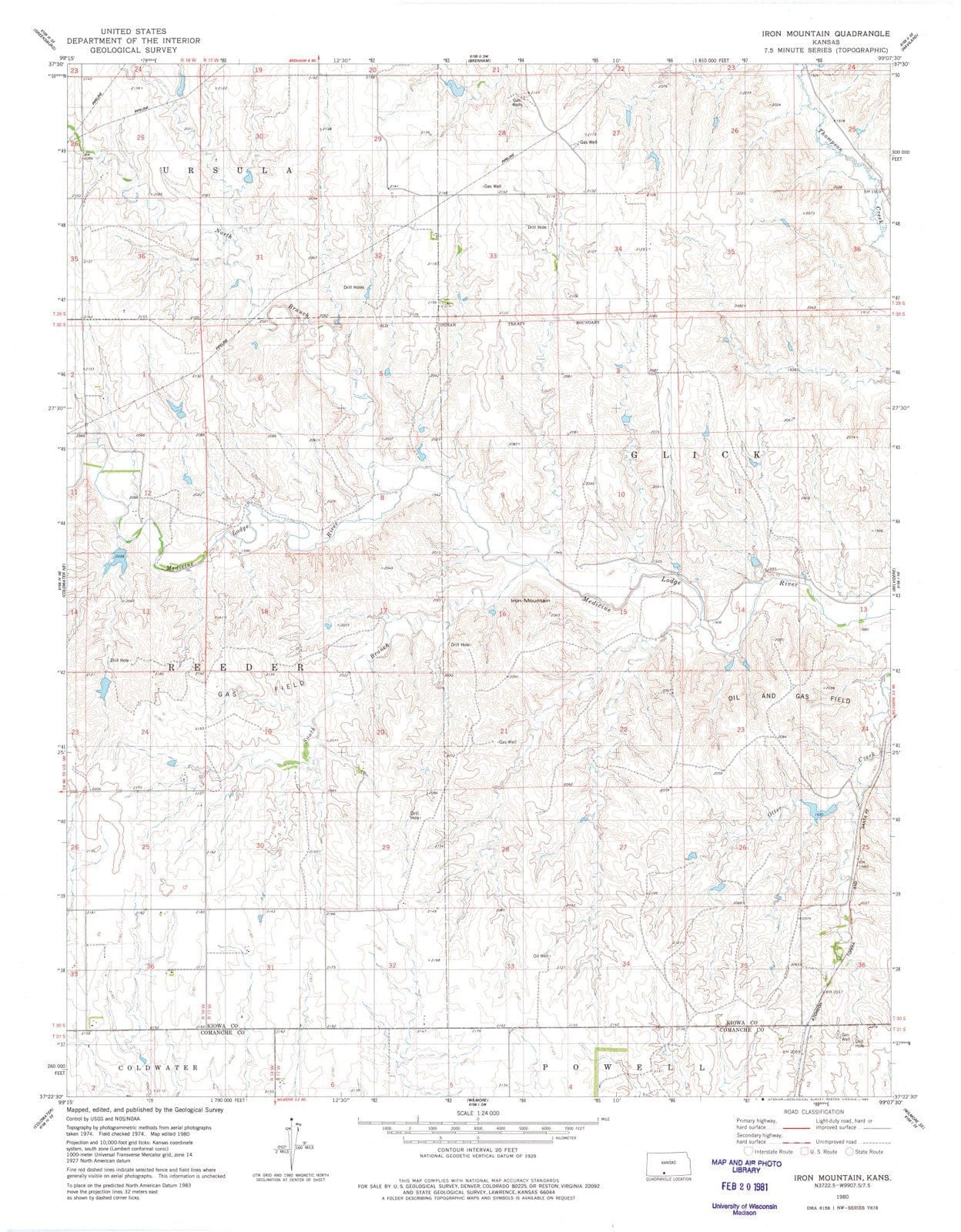 1980 Iron Mountain, KS - Kansas - USGS Topographic Map