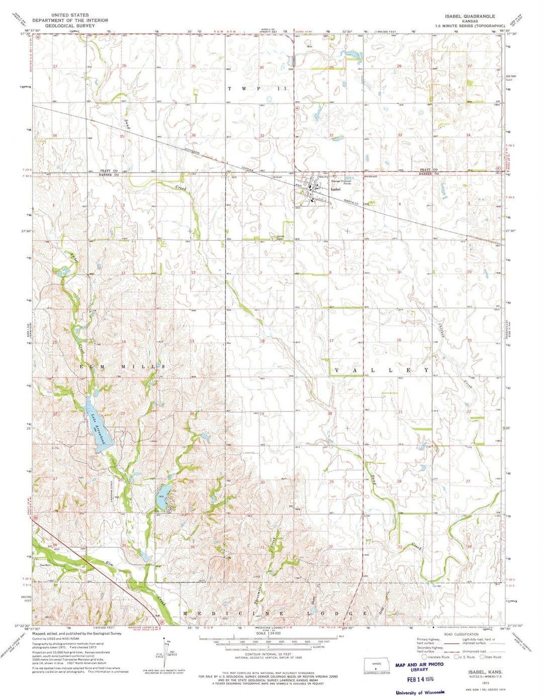 1973 Isabel, KS - Kansas - USGS Topographic Map