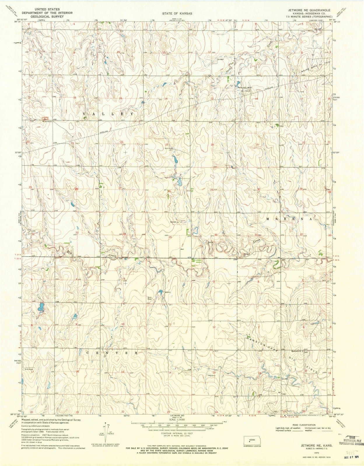 1970 Jetmore, KS - Kansas - USGS Topographic Map