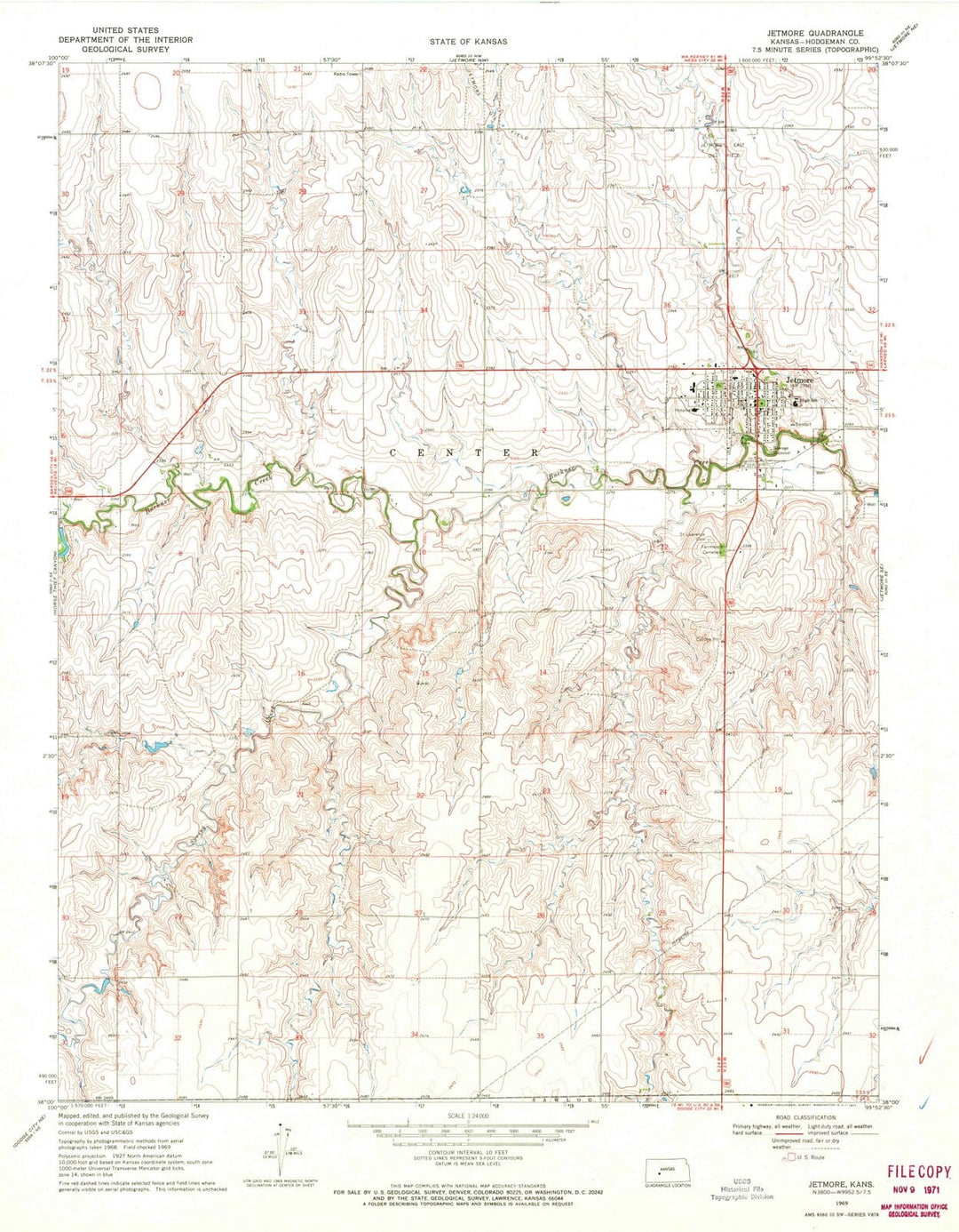 1969 Jetmore, KS - Kansas - USGS Topographic Map