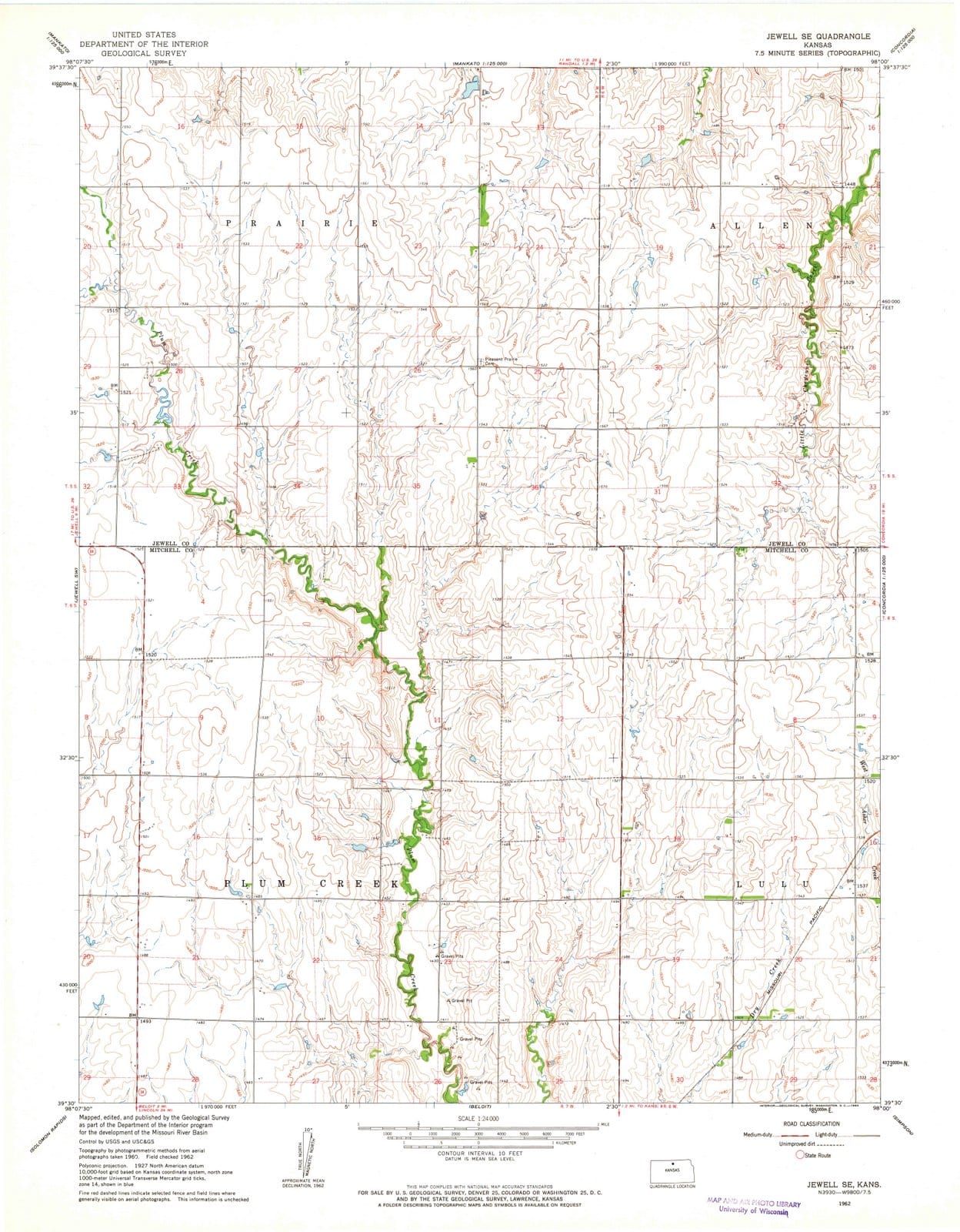 1962 Jewell, KS - Kansas - USGS Topographic Map