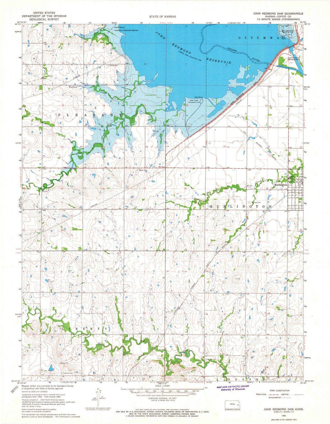 1966 John Redmondam, KS - Kansas - USGS Topographic Map