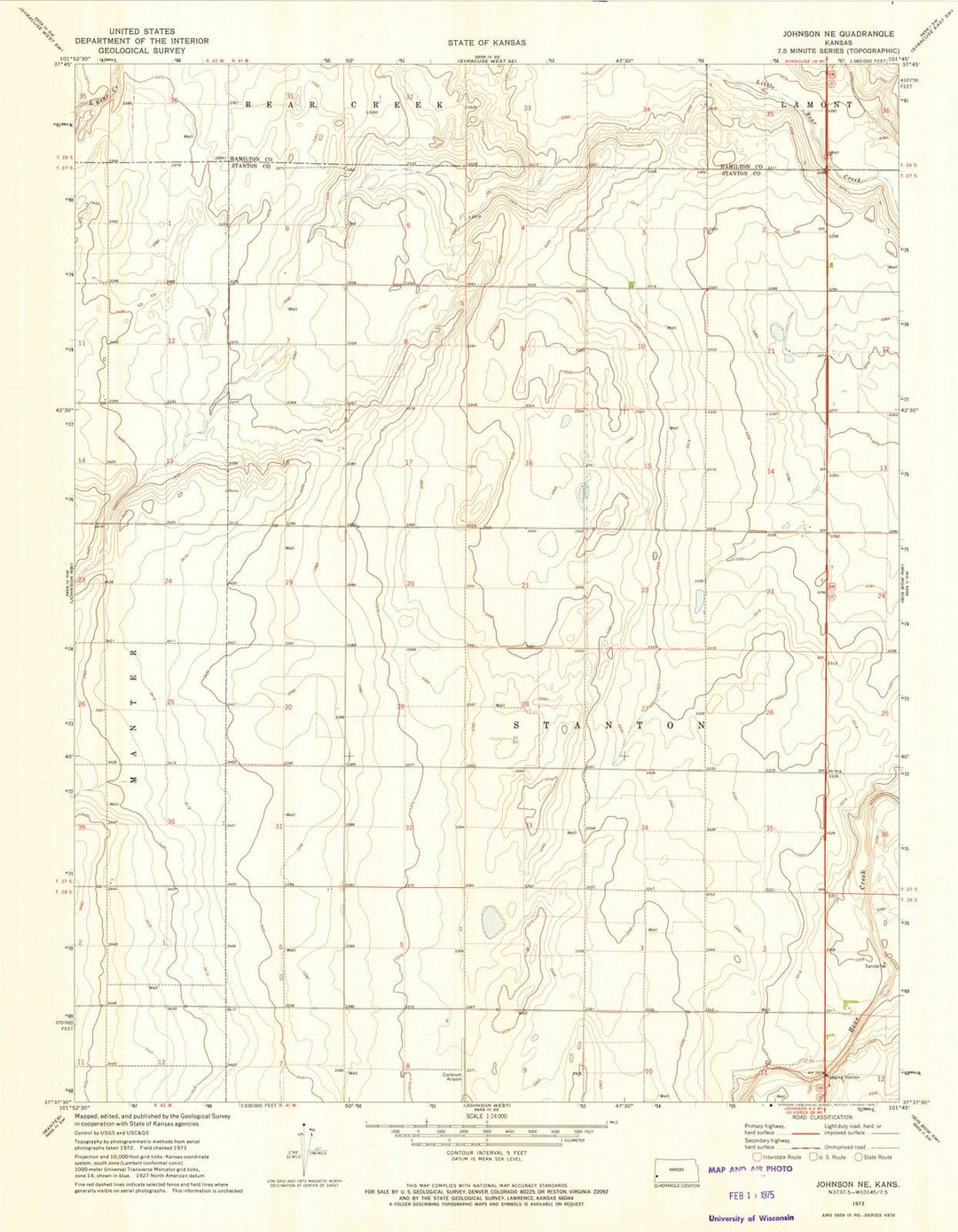 1973 Johnson, KS - Kansas - USGS Topographic Map