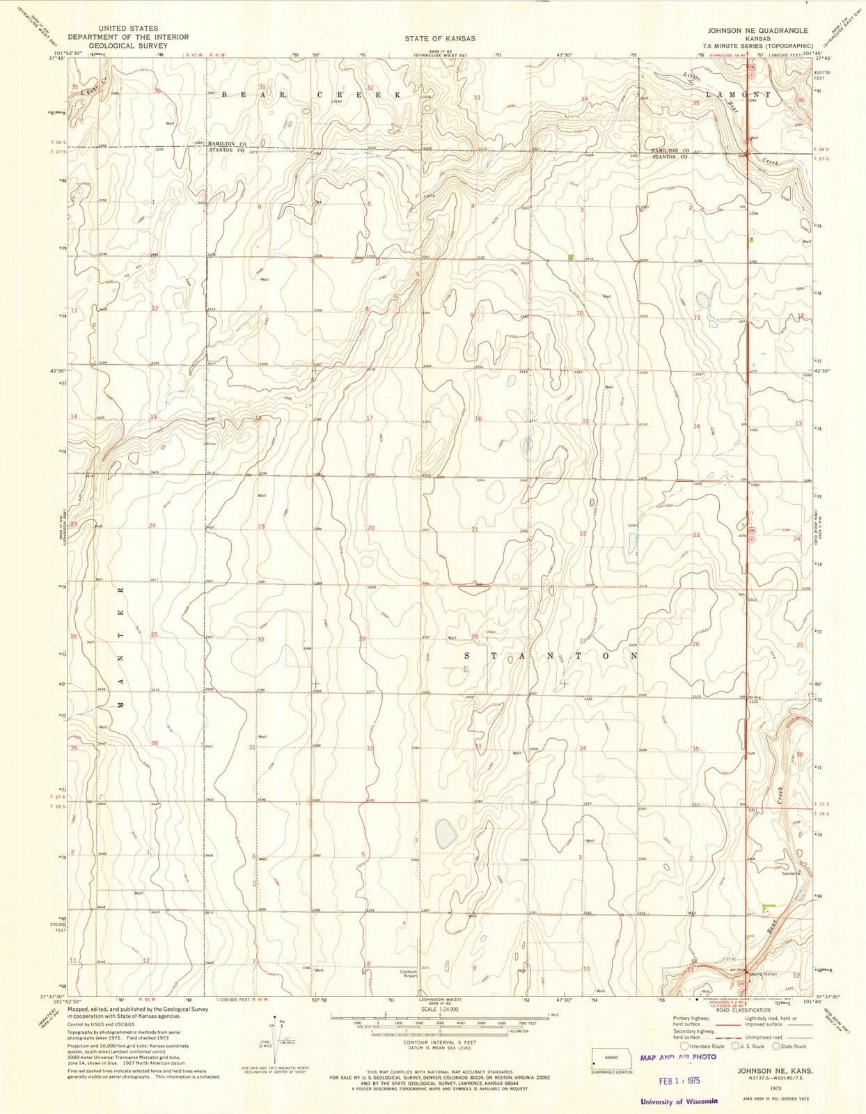 1973 Johnson, KS - Kansas - USGS Topographic Map