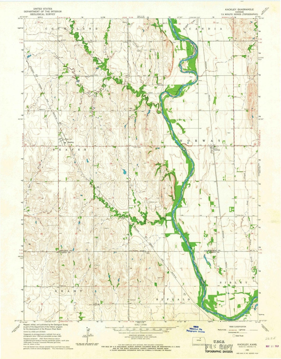 1965 Kackley, KS - Kansas - USGS Topographic Map