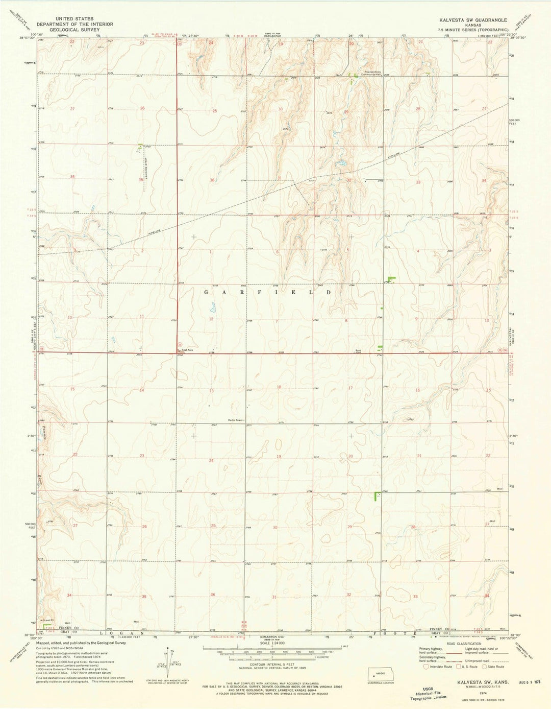 1974 Kalvesta, KS - Kansas - USGS Topographic Map