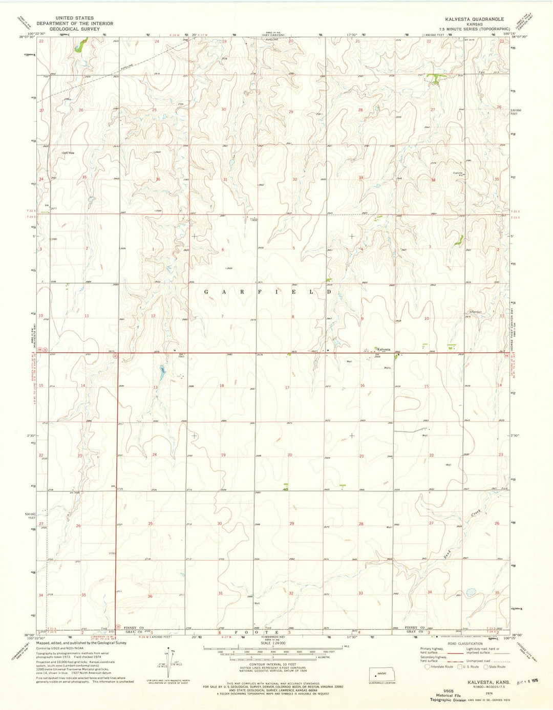 1974 Kalvesta, KS - Kansas - USGS Topographic Map v2