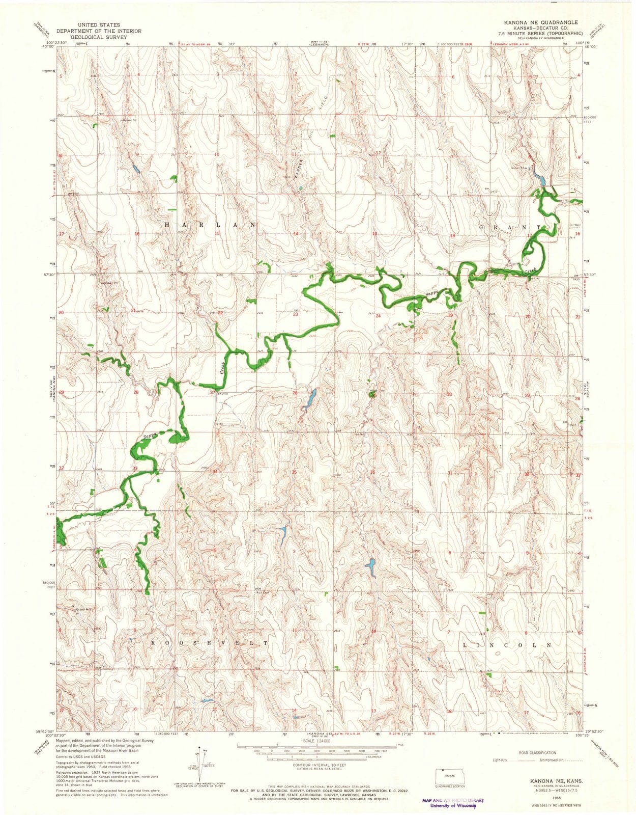 1965 Kanona, KS - Kansas - USGS Topographic Map