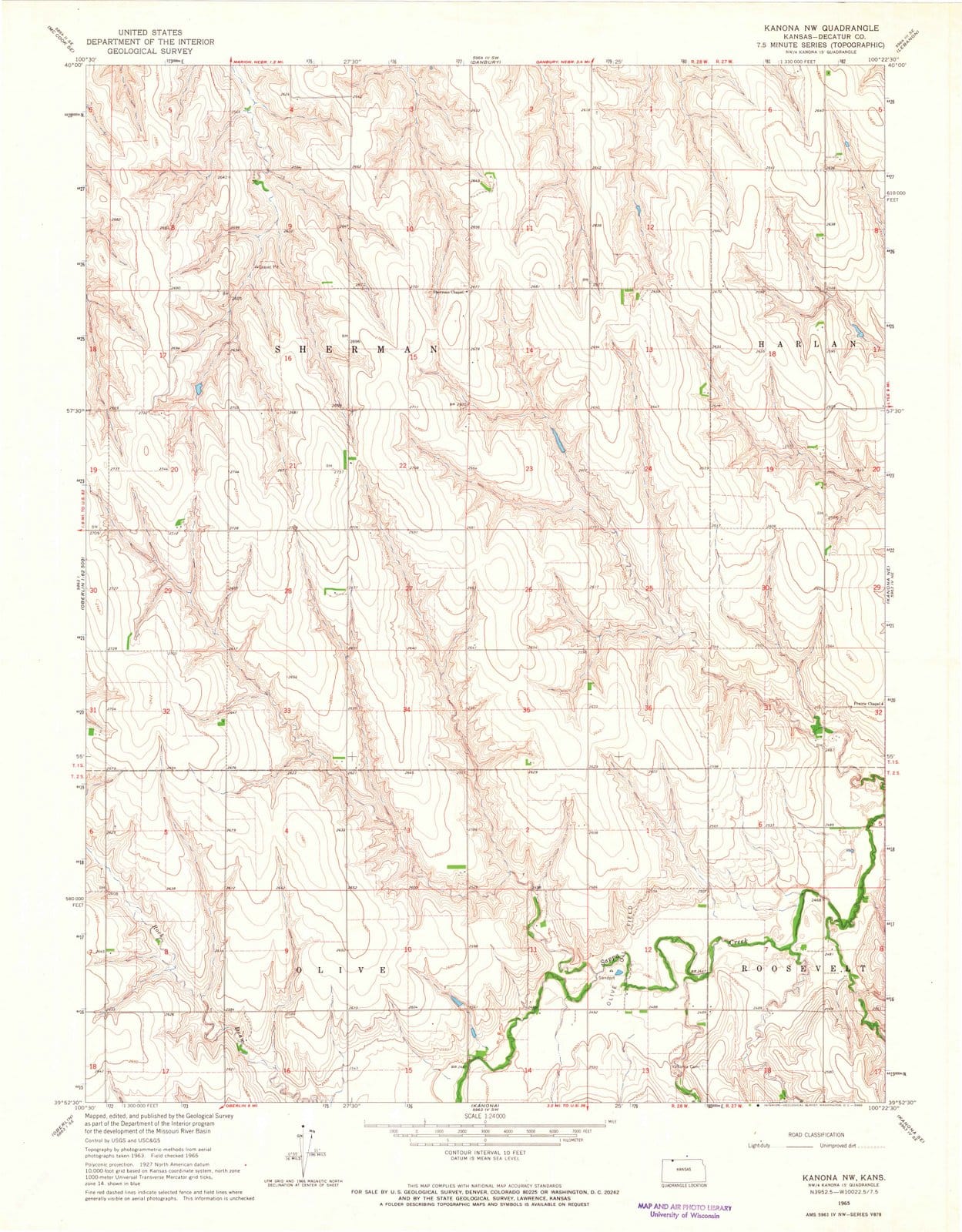 1965 Kanona, KS - Kansas - USGS Topographic Map v2