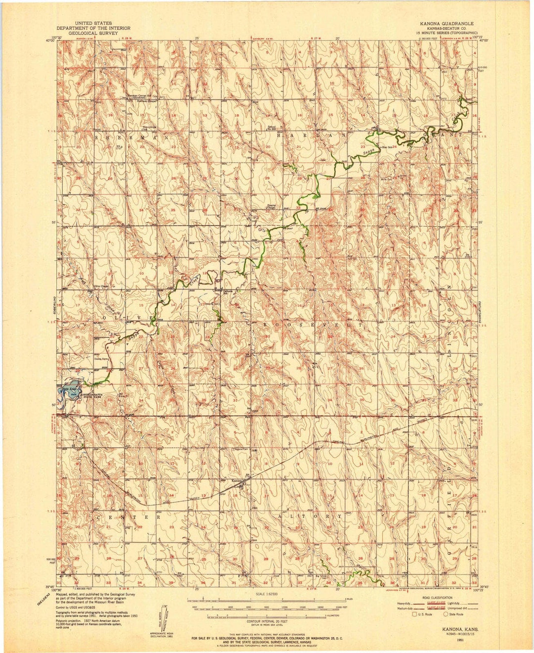 1951 Kanona, KS - Kansas - USGS Topographic Map