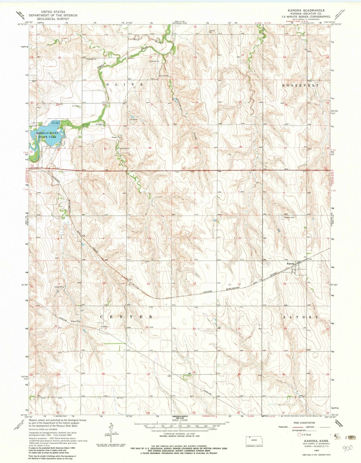 1965 Kanona, KS - Kansas - USGS Topographic Map v4