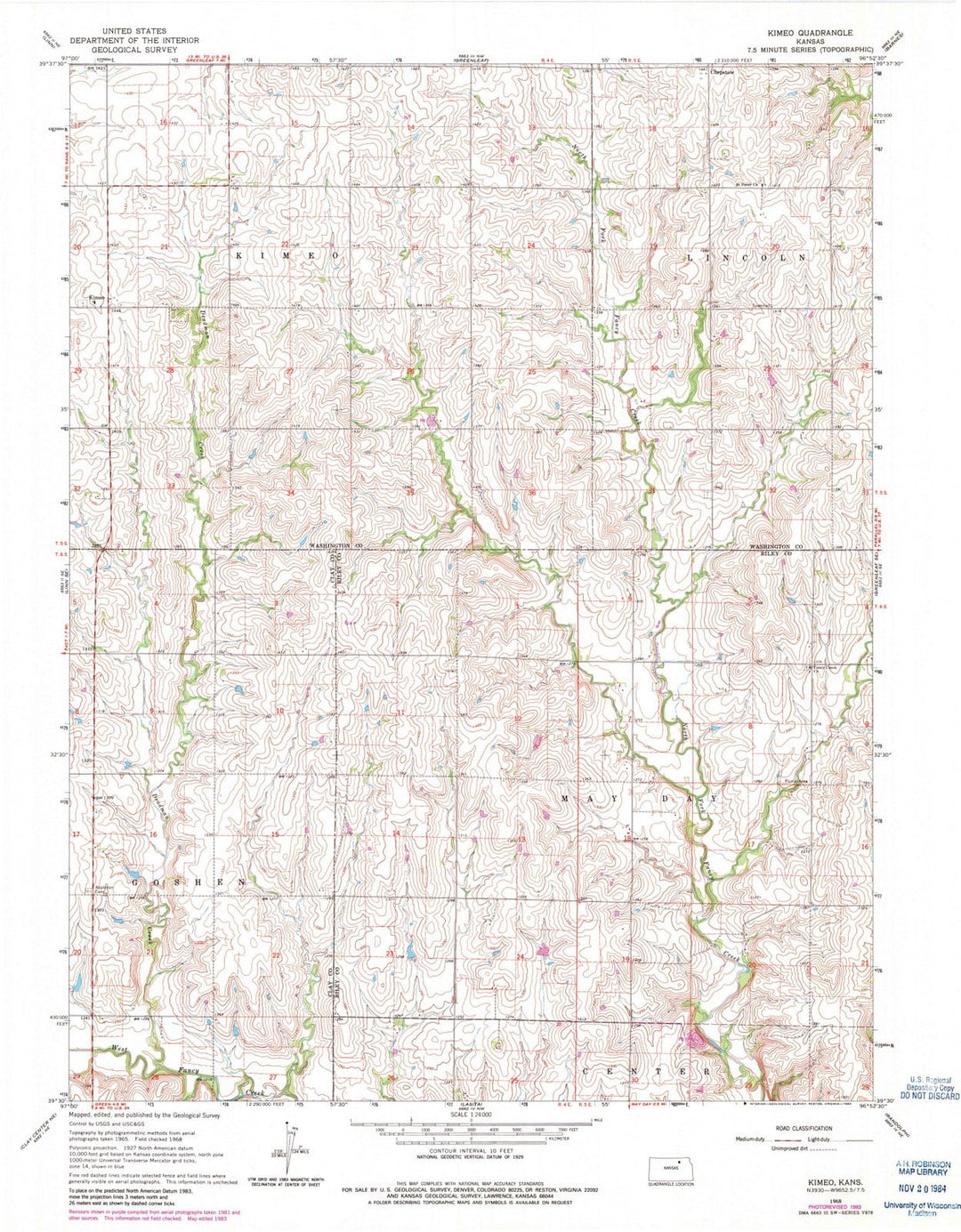 1968 Kimeo, KS - Kansas - USGS Topographic Map