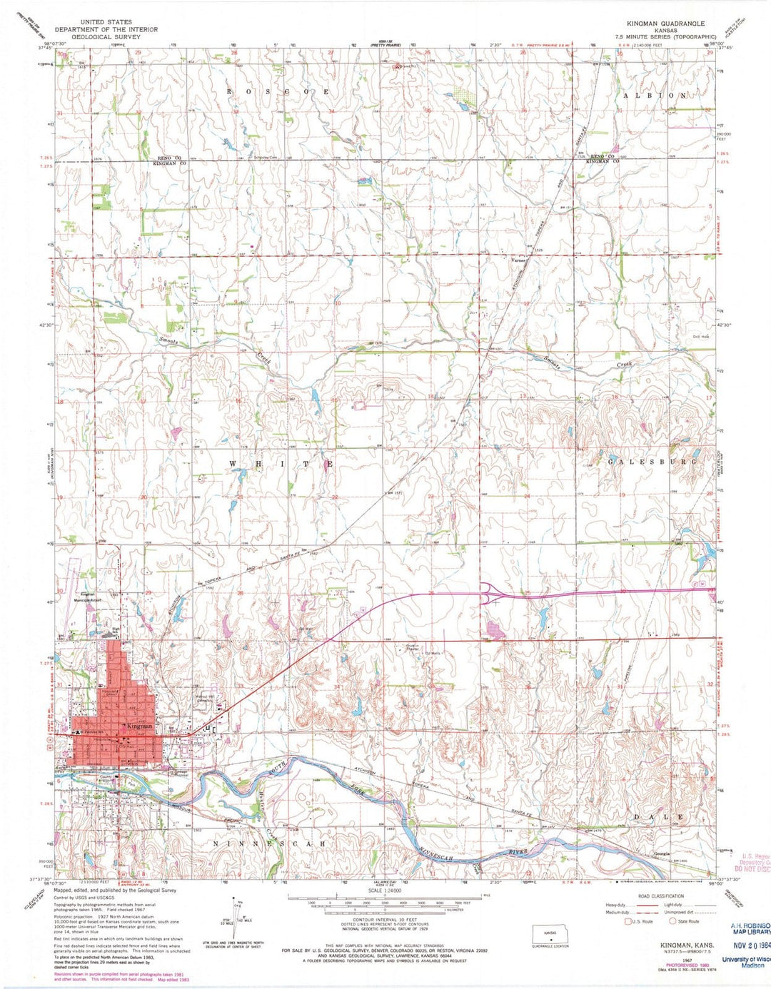 1967 Kingman, KS - Kansas - USGS Topographic Map