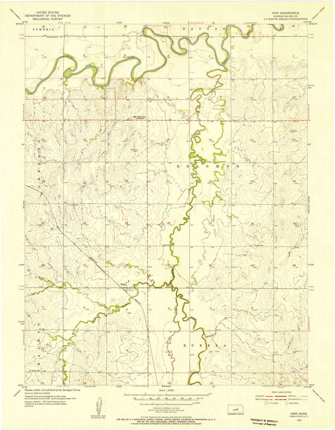 1955 Kipp, KS - Kansas - USGS Topographic Map