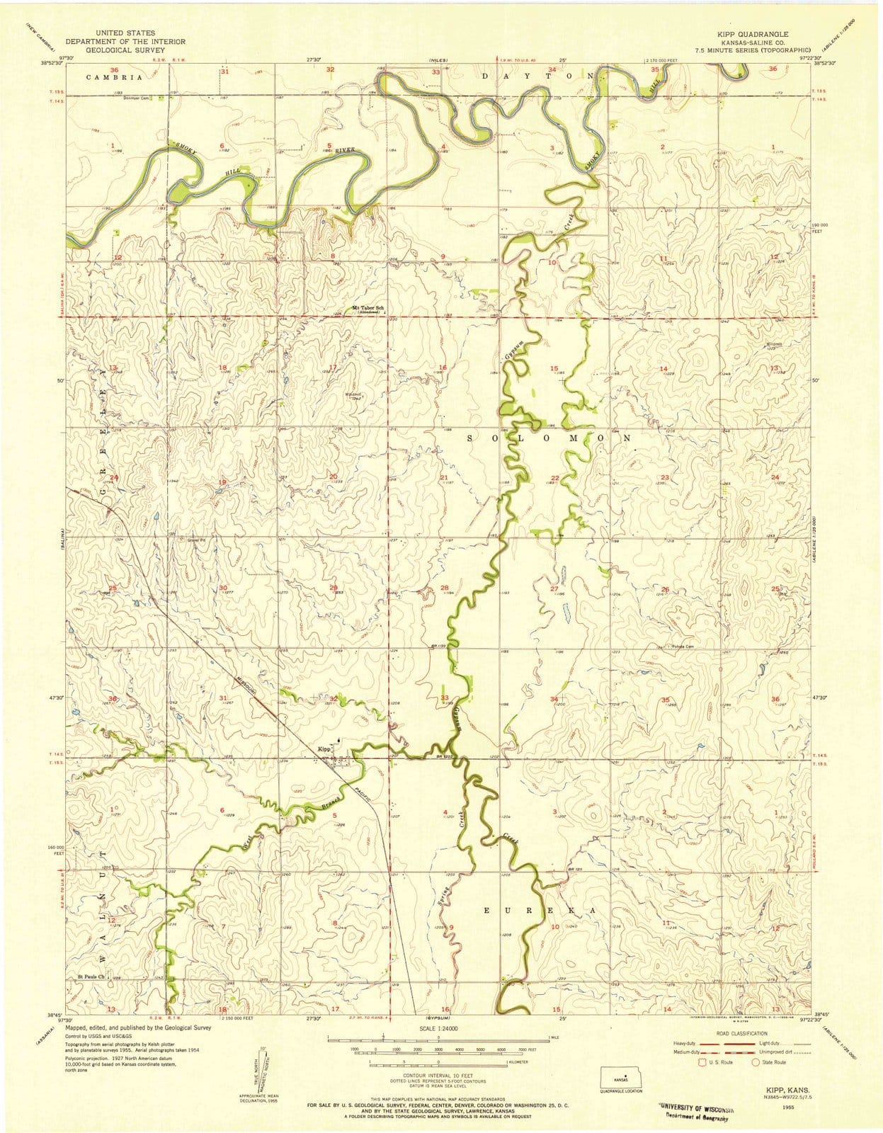 1955 Kipp, KS - Kansas - USGS Topographic Map