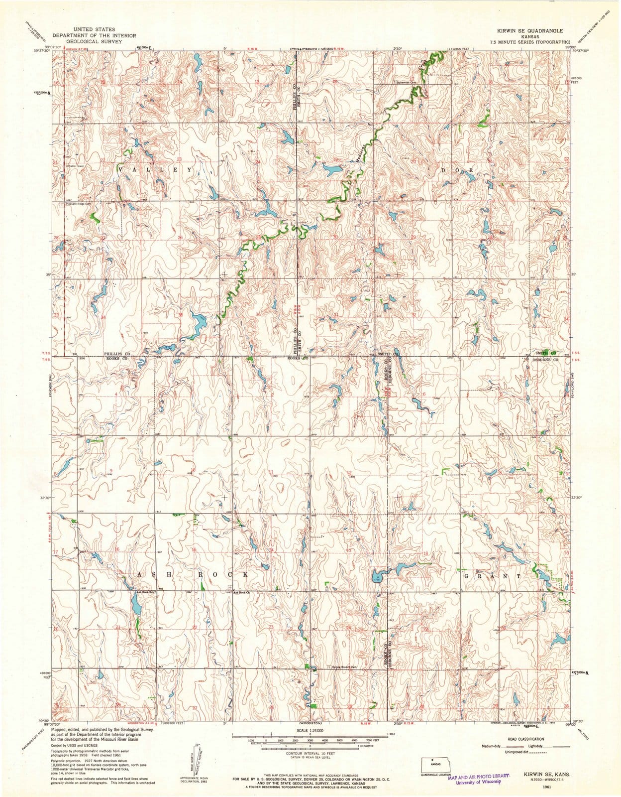 1961 Kirwin, KS - Kansas - USGS Topographic Map