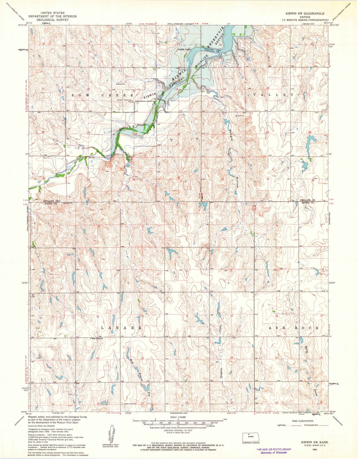 1961 Kirwin, KS - Kansas - USGS Topographic Map v2