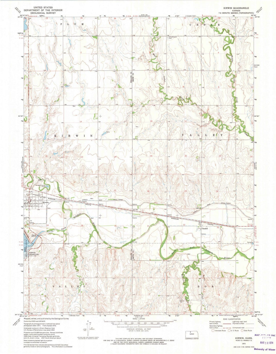 1972 Kirwin, KS - Kansas - USGS Topographic Map